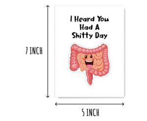 Humorous Anatomy Card - I Heard You Had A Shitty Day Card - Funny Colon Card - Hilarious Medical Support Card