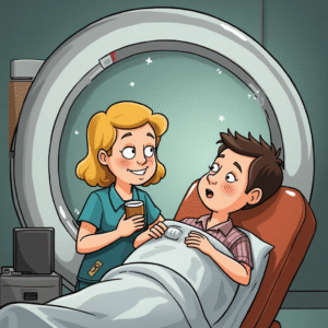 Cartoon Kid Getting Scoped